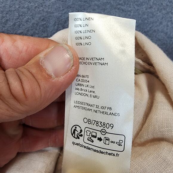Anthropologie Maeve Womens Top Small Beige Linen Button Up Lagenlook Capsule - Picture 7 of 15